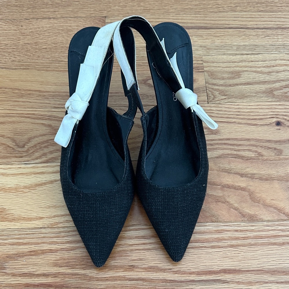 Tony Bianco Black and Cream Slingback Heels